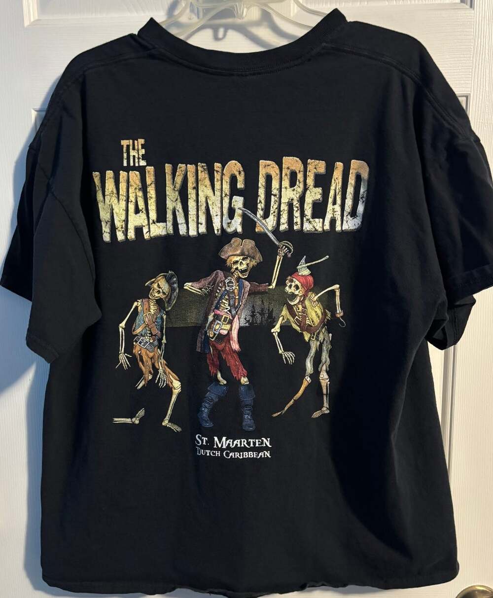St Maarten Shirt 2XL Black Pirate Skeletons The Walking Dread Caribbean Tour Tee